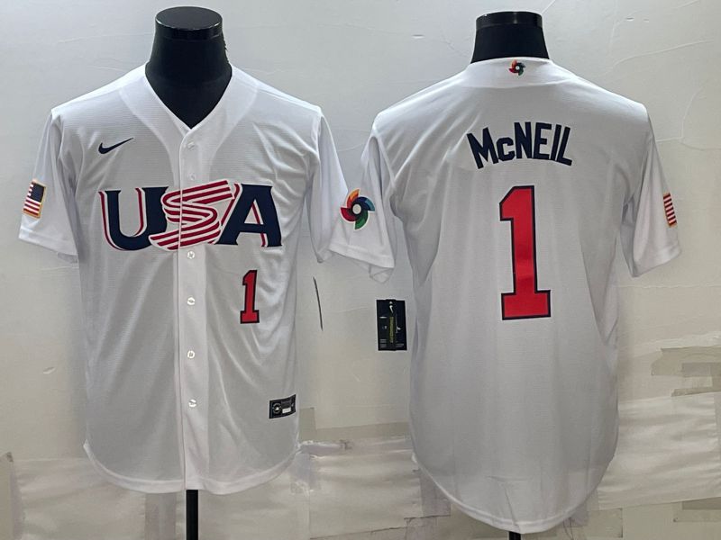 Men 2023 World Cub USA #1 Mcneil White Nike MLB Jersey5->more jerseys->MLB Jersey